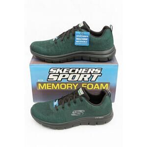 Skechers Men’s Track Front Running Memory Foam Mesh Green Size 13, 232298/GNBK